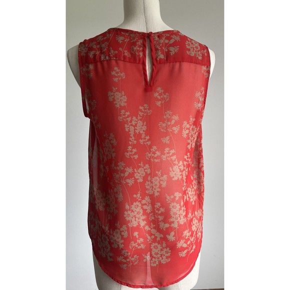 Collective Concepts Sleeveless Womens Red Floral Sheer Blouse MP - Picture 12 of 12